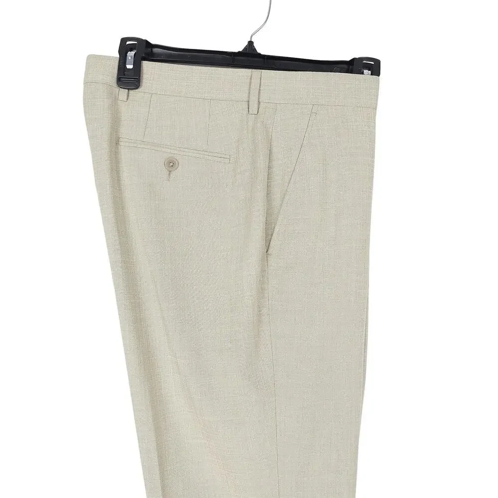 Calvin Klein Mens Slim Fit Dress Pants 30x30 Taupe Solid Sharkskin Stretch NWT